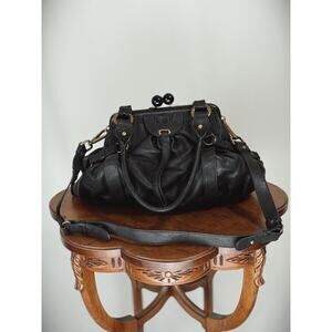 Lockheart Black Kiss Lock Retro Boho Style Handbag Shoulder Bag #0059